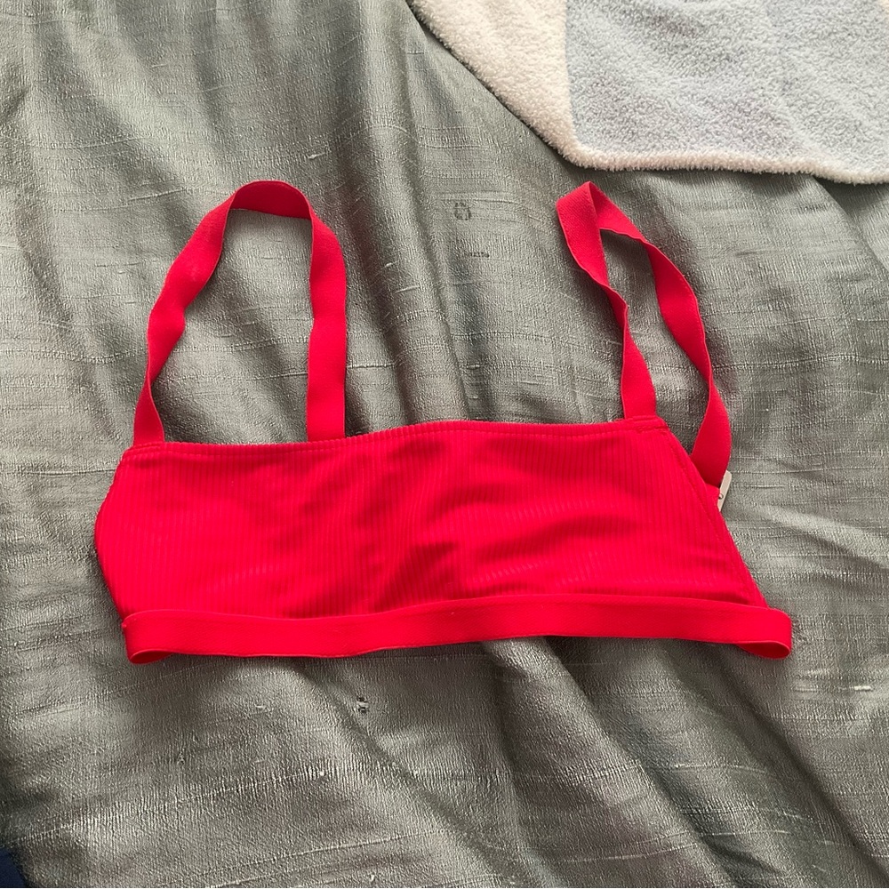 Frankie's Bikinis Bright Red Ribbed Bikini Top